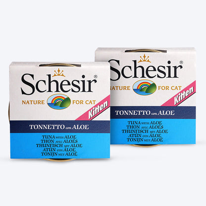 Schesir 51% Tuna with Aloe Wet Food For Kittens - 85 g (Best Before 15th Jan'25)