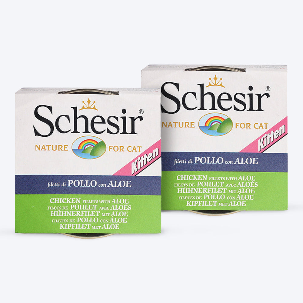 Schesir 61% Chicken Fillets with Aloe Wet Kitten Food - 85 g (Best Before 1st Jan'25)