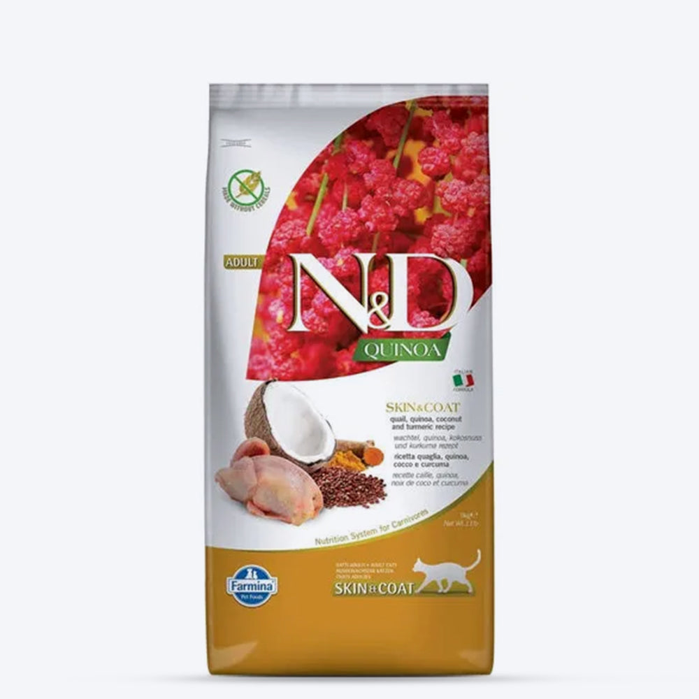 Farmina N&D Quinoa Skin & Coat Quail, Coconut & Turmeric Dry Food For Adult Cat - 1.5 kg