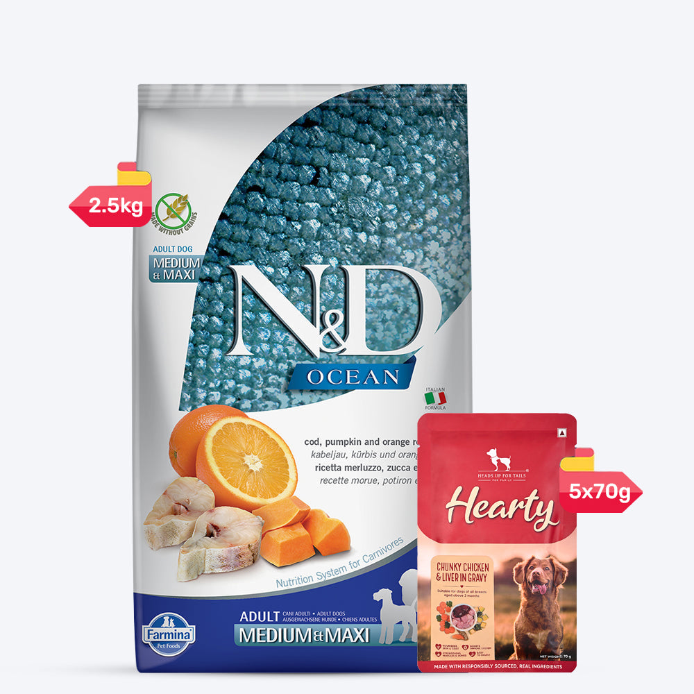 Farmina N&D Pumpkin Codfish & Orange Grain Free Medium & Maxi Breed Dry Adult Dog Food