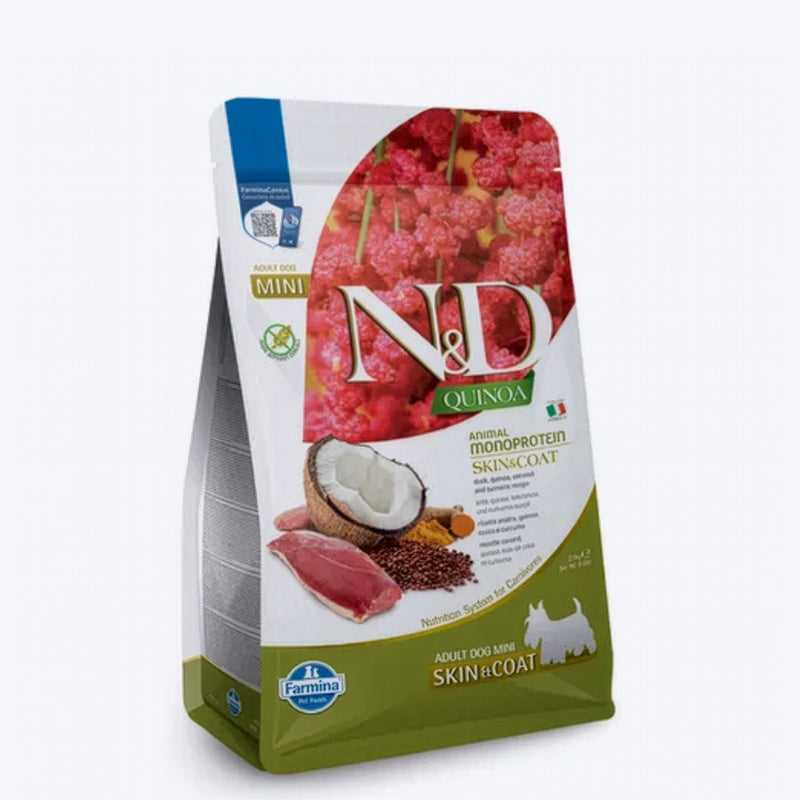 Farmina N&D Quinoa Skin & Coat Duck Coconut & Turmeric Mini Breed Dry Adult Dog Food - 2.5 kg - Heads Up For Tails
