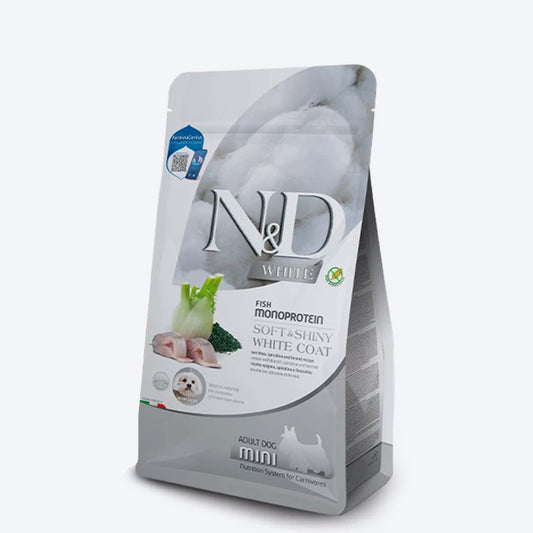 Farmina N&D Fish Monoprotein Soft & Shiny White Coat Dry Food For Adult Dog - Mini Breed - 2 Kg