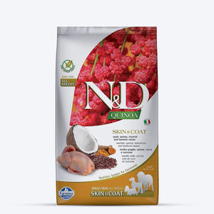 Farmina N&D Quinoa Quail, Coconut & Turmeric (Skin & Coat) All Breed Adult Dry Dog Food - Heads Up For Tails