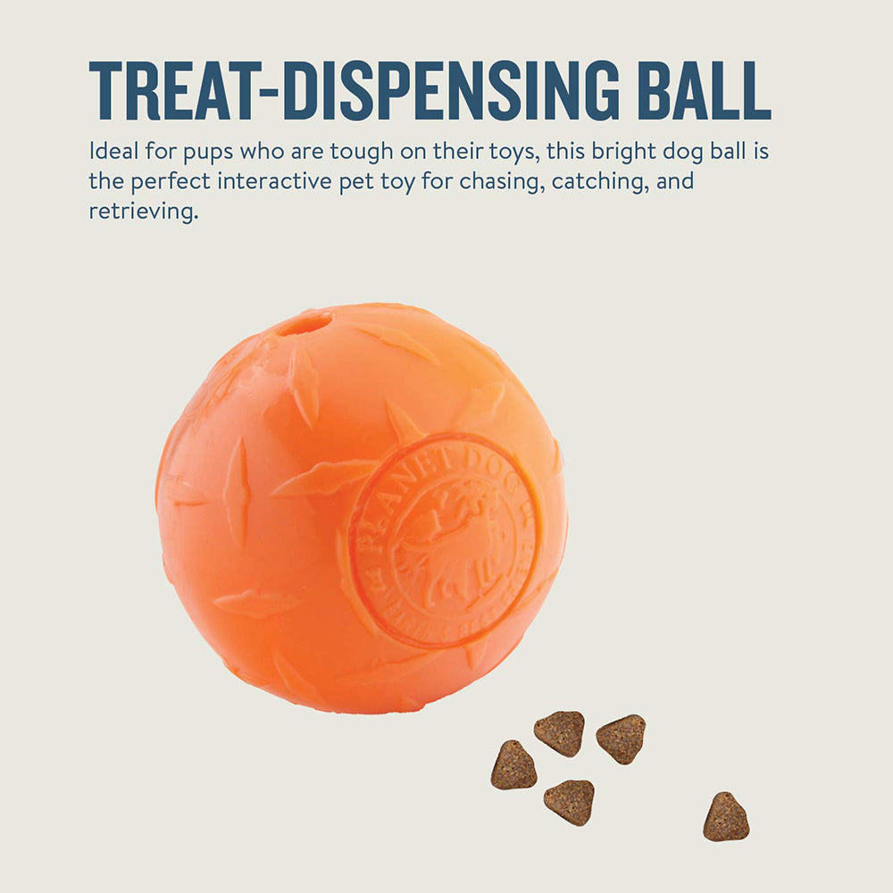 Petstages Orbee-Tuff Diamond Plate Treat Dispensing Ball Interactive Dog Toy - Orange - S_03