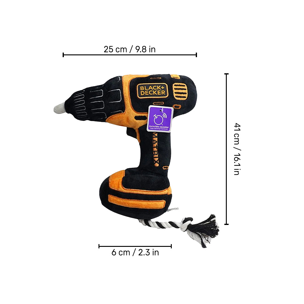 Black+Decker Drill Machine With Sound Chew Dog Toy - Black & Orange - Heads Up For Tails