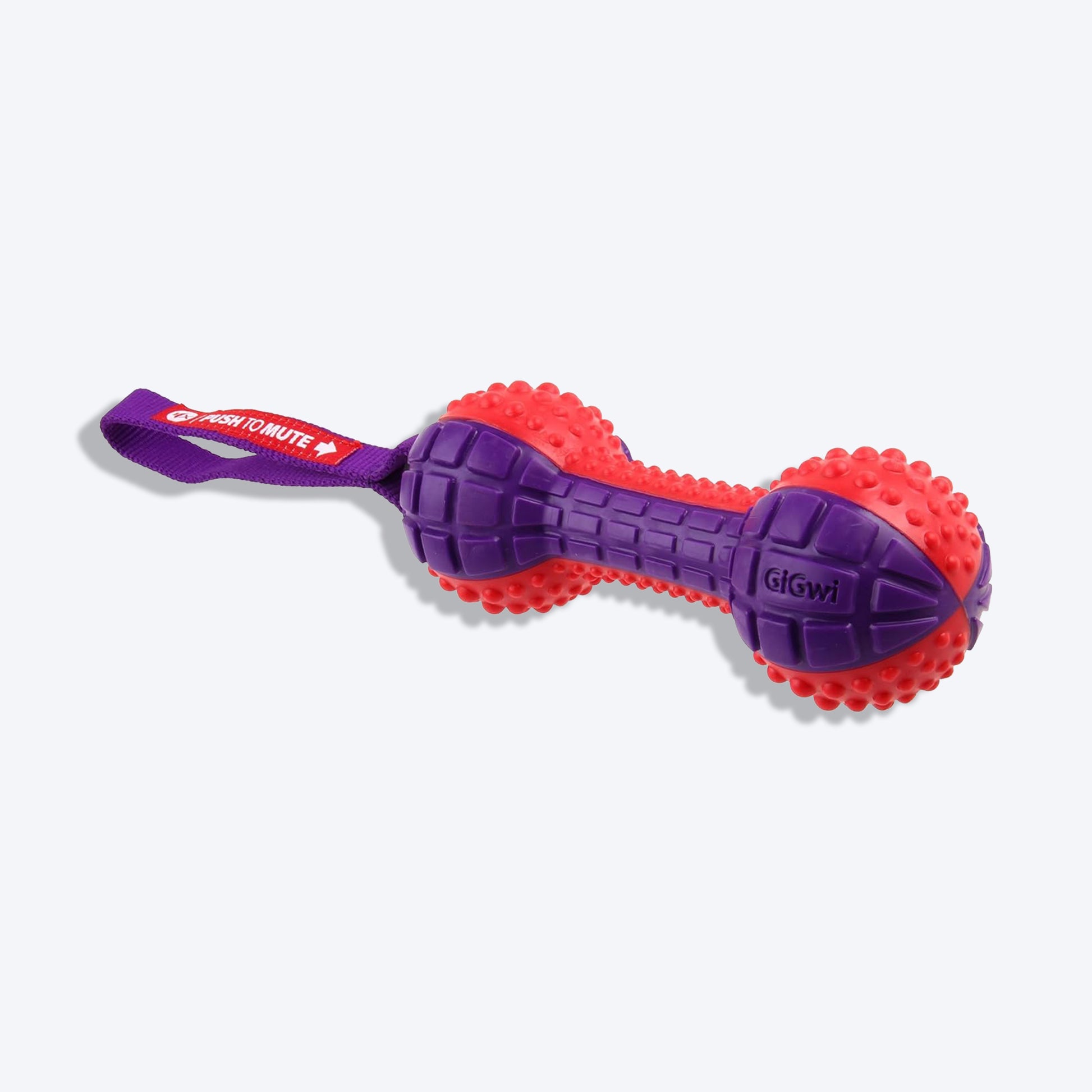GiGwi Push To Mute Dog Chew Toy - Dumbbell (Solid) - Red/Purple_02