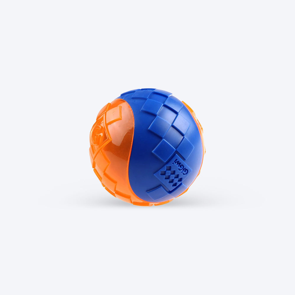GiGwi Ball Squeaker Dog Chew Toy - solid/transparent - Blue/Orange - Heads Up For Tails