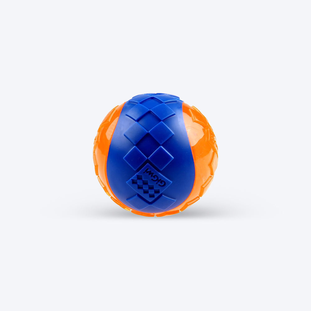 GiGwi Ball Squeaker Dog Chew Toy - solid/transparent - Blue/Orange - Heads Up For Tails