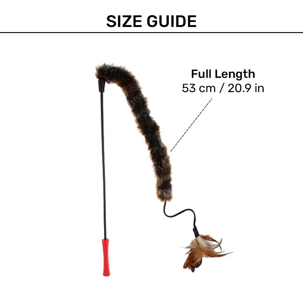 Gigwi Catwand 'Feather Teaser' with Natural Feather Plush Tail & TPR Handle Cat Toy - Heads Up For Tails