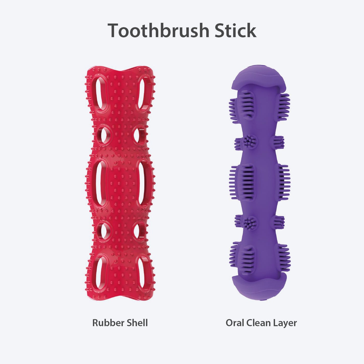 GiGwi Toothbrush Stick With Crackle Chew Toy For Dog - Red - Heads Up For Tails