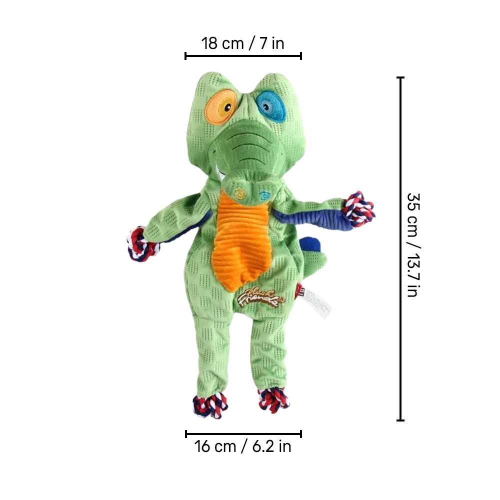 GiGwi Crocodile Friendz Rope With Squeaker Plush Dog Toy - Green - M - Heads Up For Tails