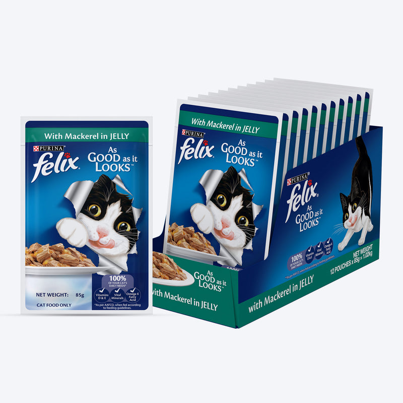 Purina Felix With Mackerel In Jelly Adult Cat Wet Food - 85 g - Heads Up For Tails