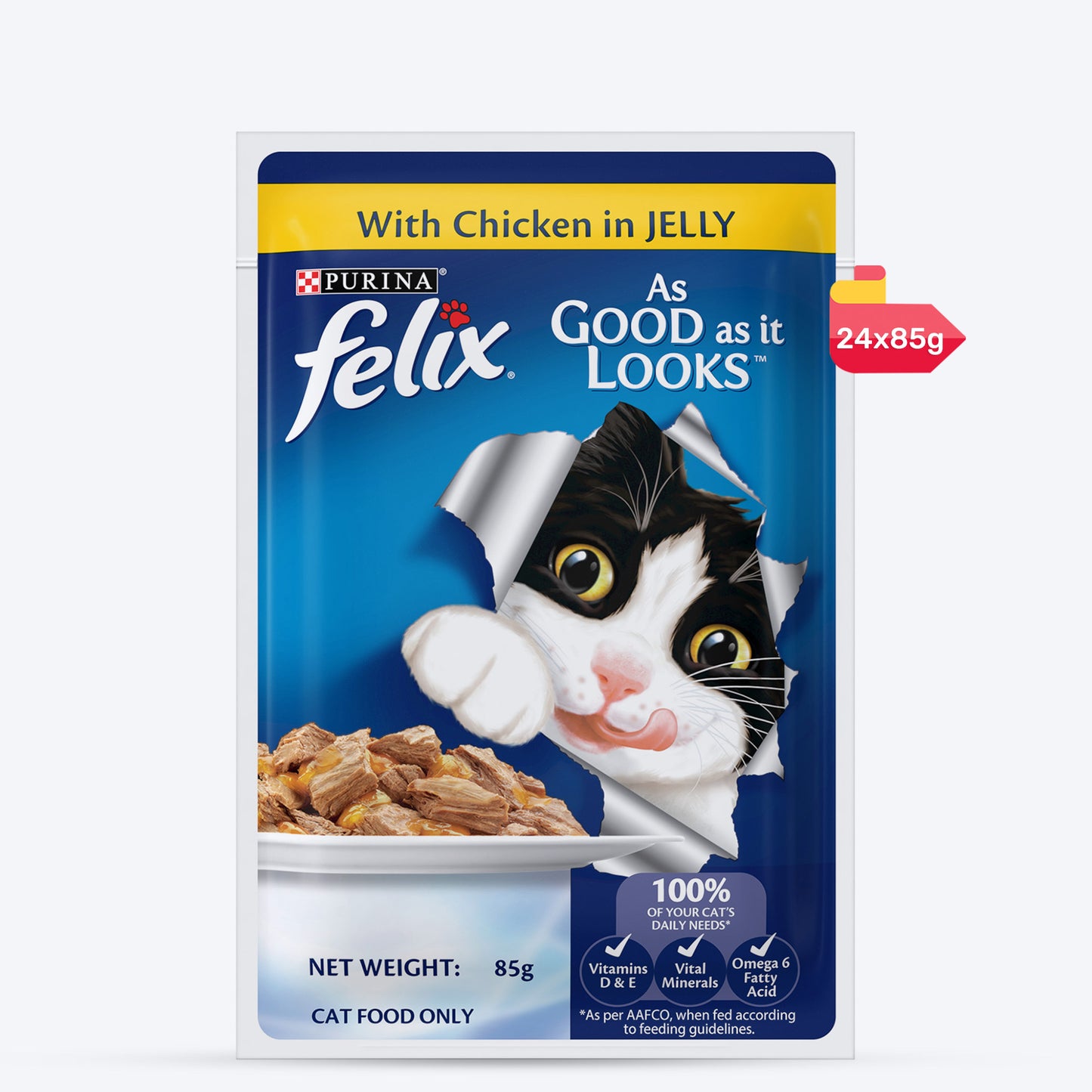 Purina Felix With Chicken In Jelly Adult Cat Wet Food - 85 g