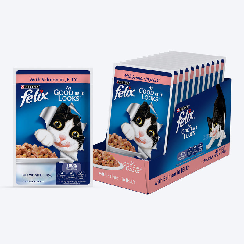 Purina Felix With Salmon In Jelly Adult Cat Wet Food - 85 g - Heads Up For Tails