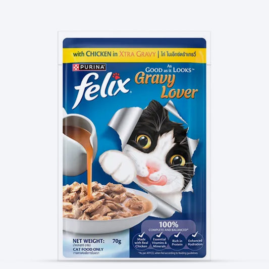 Purina Felix Gravy Lover Chicken Wet Food For Cat - 70 gm - Heads Up For Tails