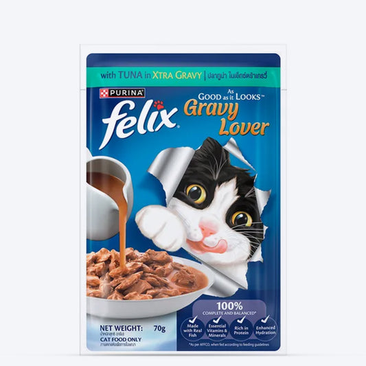 Purina Felix Gravy Lover Tuna Wet Food For Cat - 70 gm - Heads Up For Tails