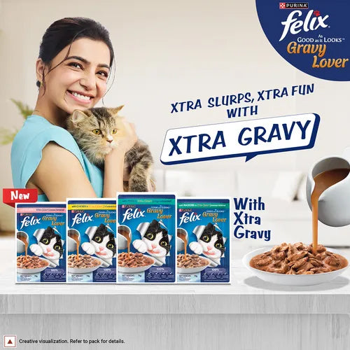 Purina Felix Gravy Lover Tuna Wet Food For Cat - 70 gm - Heads Up For Tails