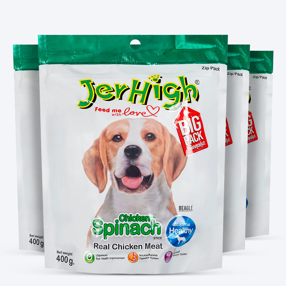 JerHigh Spinach Stick Dog Treats with Real Chicken Meat - Heads Up For Tails