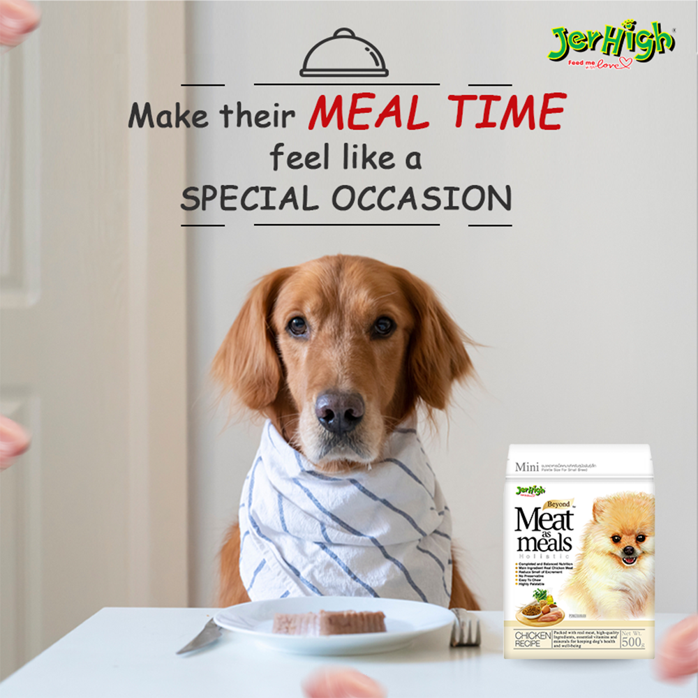 JerHigh Meat As Meals Chicken Recipe Dry Dog Food for Smaller Breed - 500 g - Heads Up For Tails