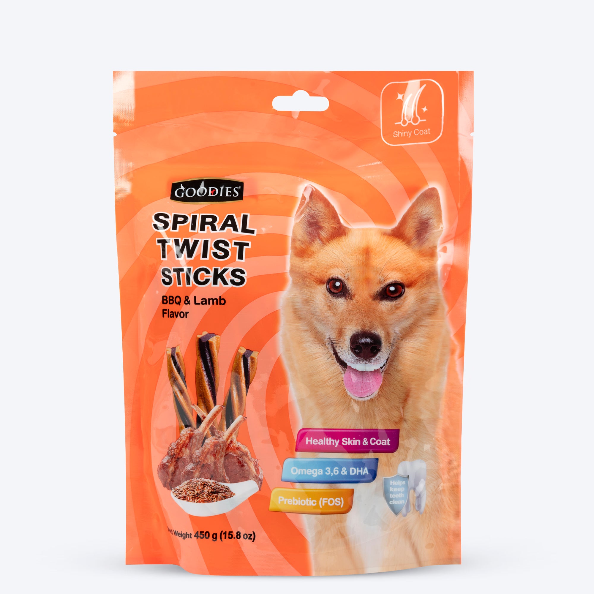 Goodies Spiral Twist Sticks BBQ Lamb Flavour For Dogs 450 g