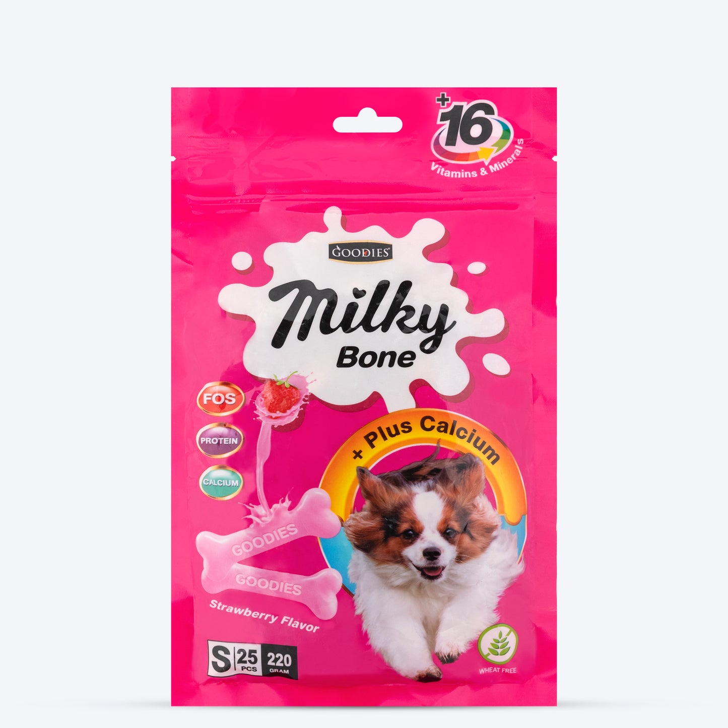 Goodies Strawberry Milky Bone Dog Treat - 12 Pieces - Heads Up For Tails