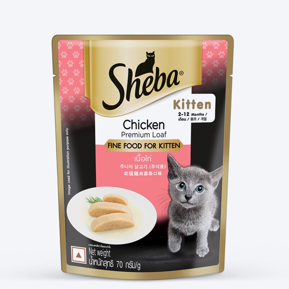 Sheba Rich Chicken Premium Loaf Wet Kitten Food Box - (24 X 70 g)1.68 kg - Heads Up For Tails
