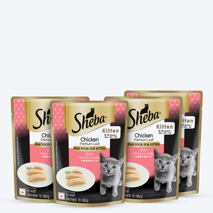 Sheba Chicken Premium Loaf Wet Kitten Food - 70 g packs - Heads Up For Tails