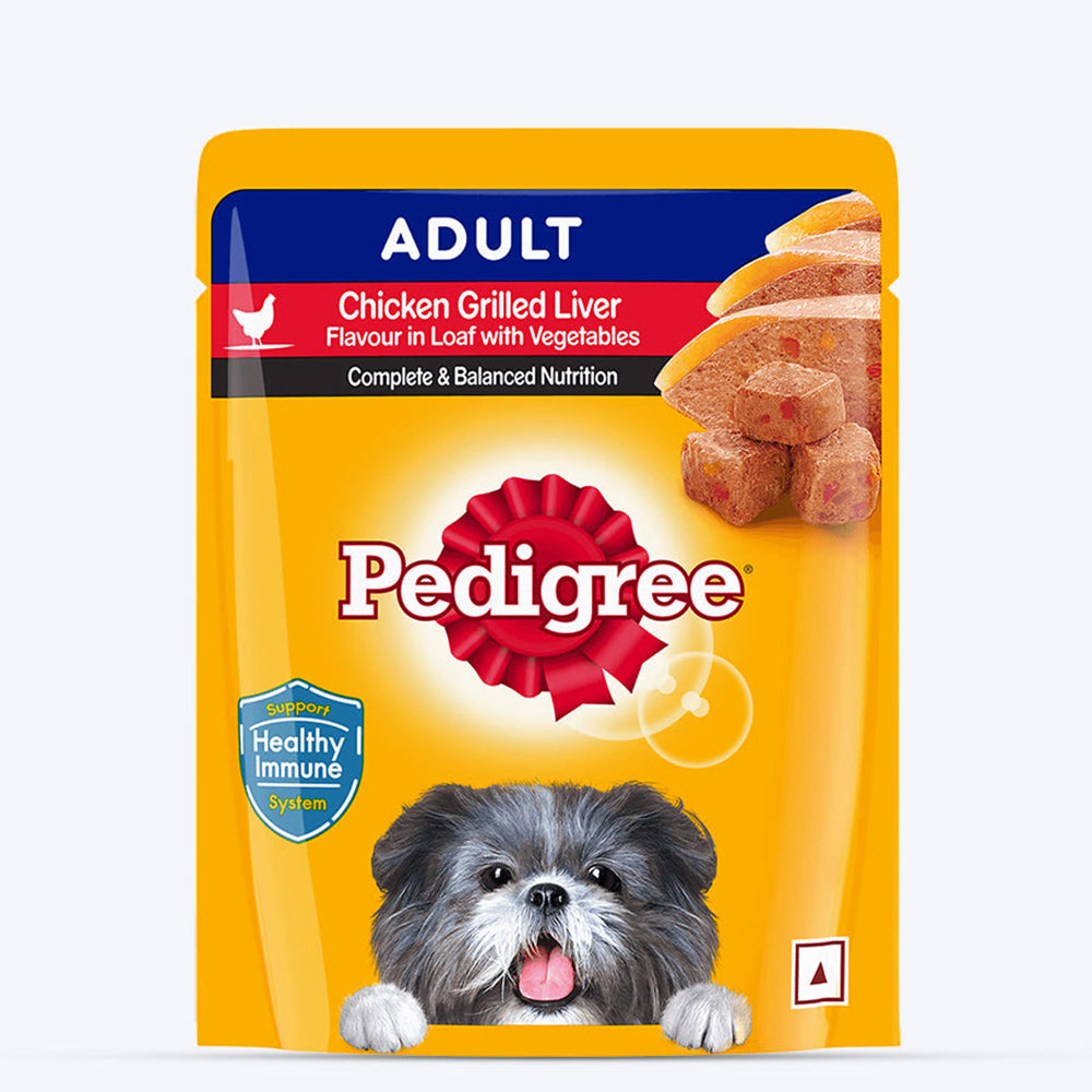 Pedigree Chicken Grilled Liver In Loaf With Vegetables Adult Dog Wet Food - 70 gm Packs - Heads Up For Tails