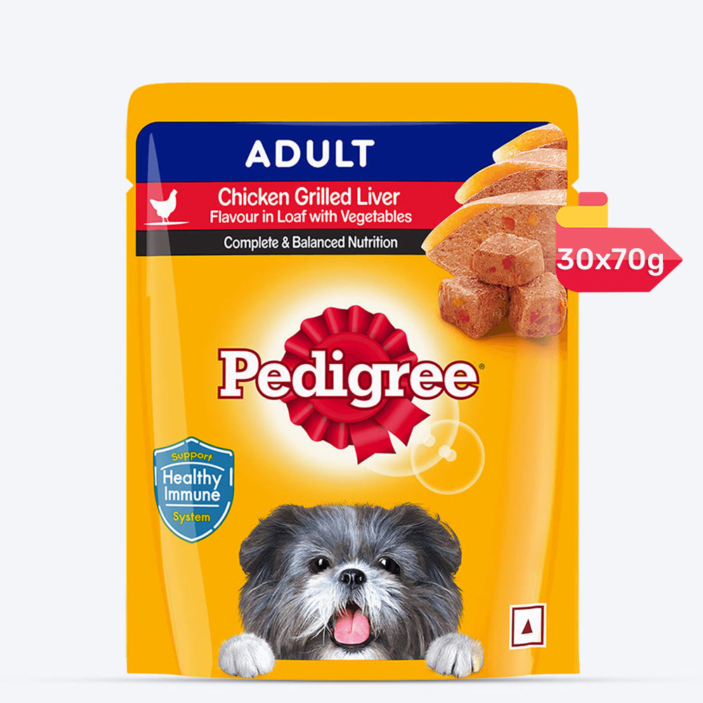 Pedigree Chicken Grilled Liver In Loaf With Vegetables Adult Dog Wet Food - 70 gm Packs - Heads Up For Tails