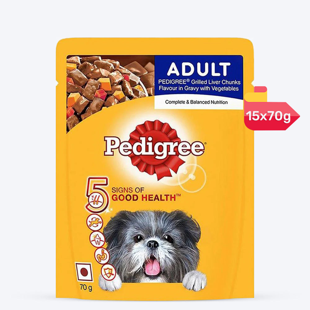 Pedigree Grilled Liver Chunks with Vegetables Gravy Adult Wet Dog Food - 70 g packs