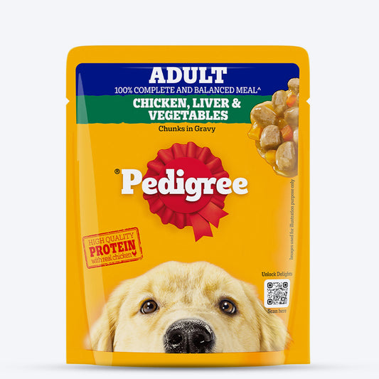 Pedigree Grilled Liver Chunks with Vegetables Gravy Adult Wet Dog Food - 70 g packs - Heads Up For Tails