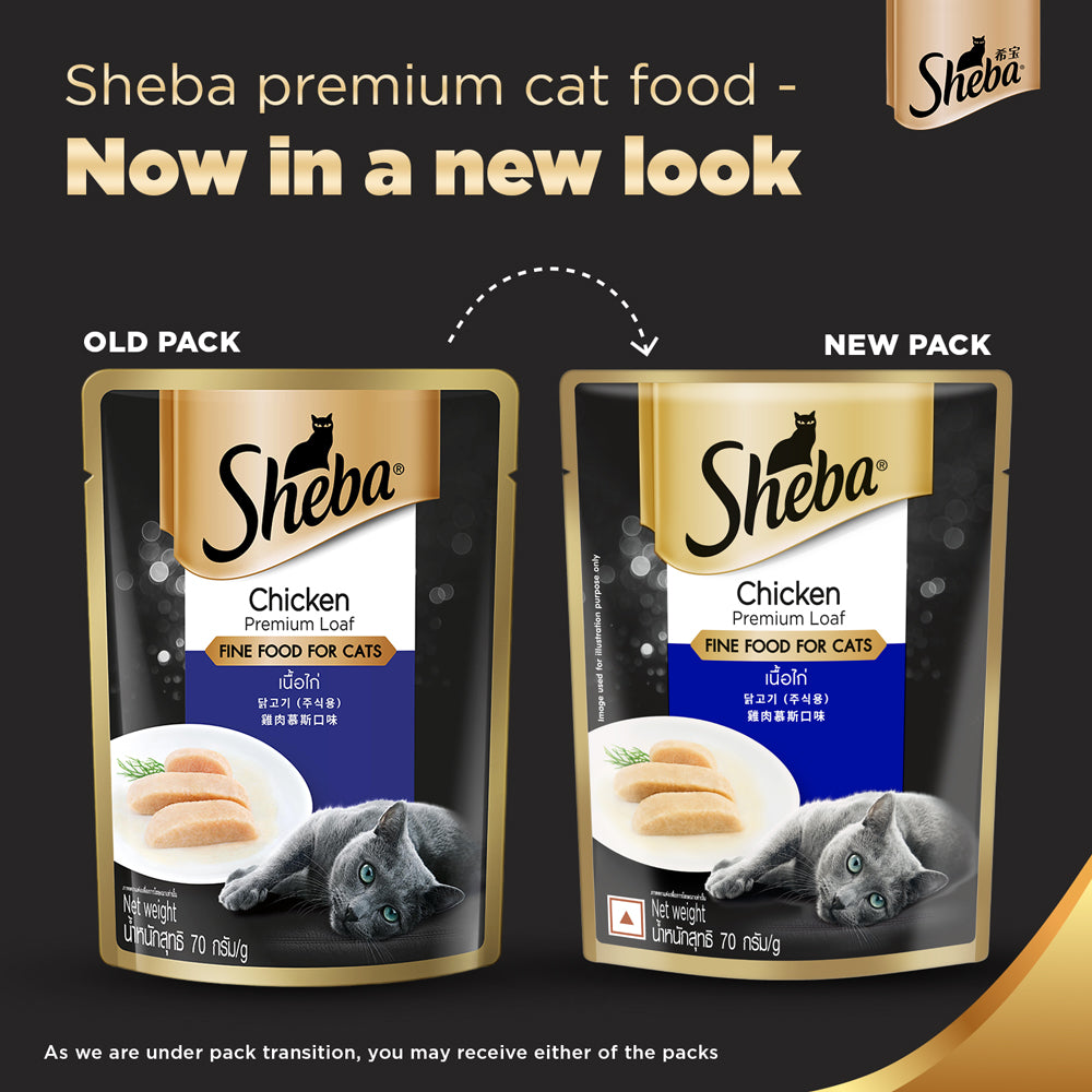 Sheba Rich Chicken Premium Loaf Adult Wet Cat Food 70 g Packs