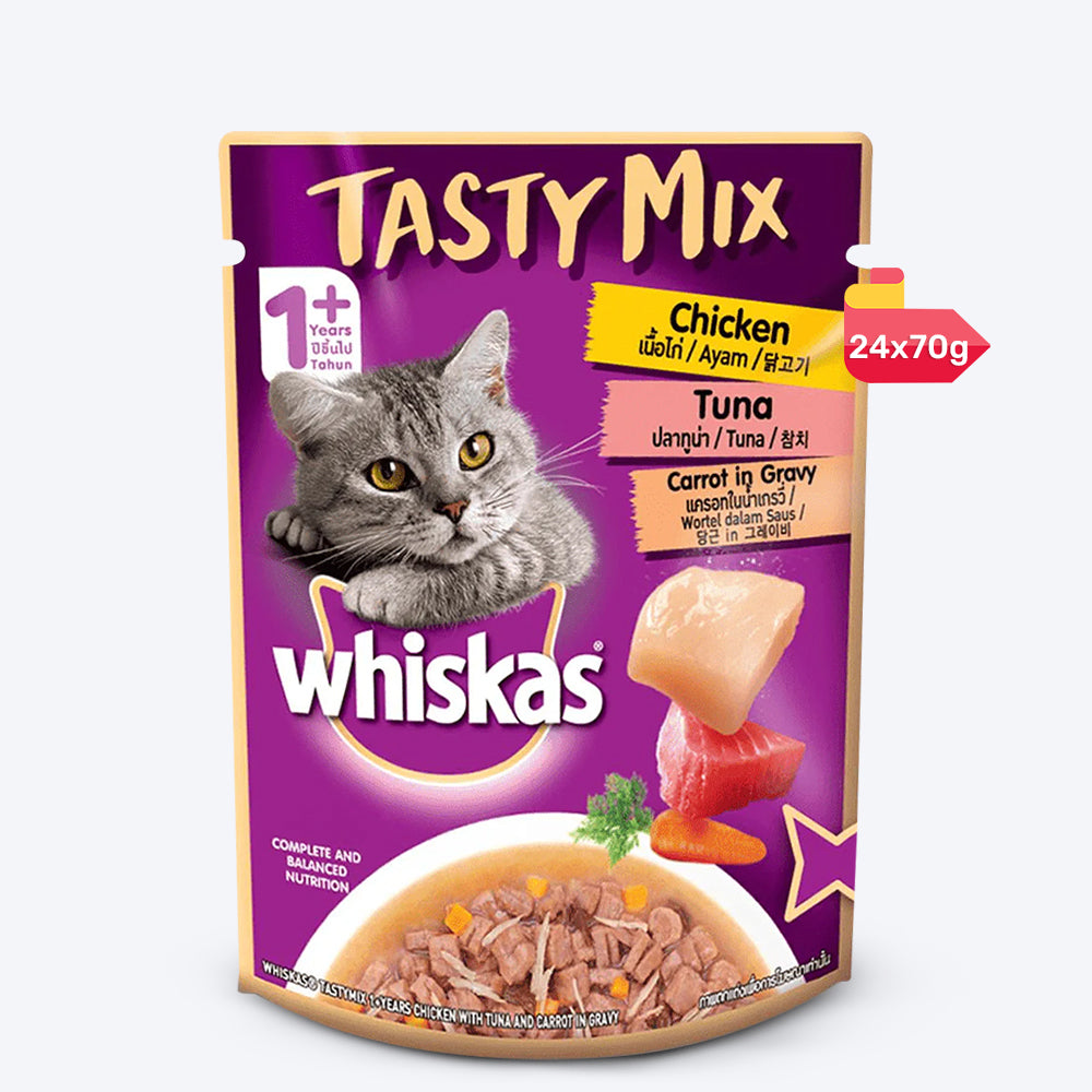 Whiskas Adult 1 year Tasty Mix Wet Cat Food Made With Real Fish