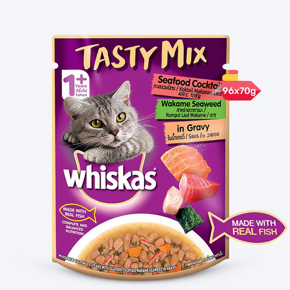 Whiskas Adult 1 year Tasty Mix Wet Cat Food Made With Real Fish