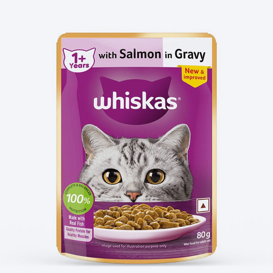 Whiskas Salmon in Gravy (1+ Years) Wet Food For Adult Cat - 80 gm Pack