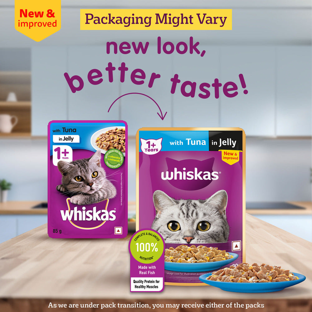 Whiskas Tuna in Jelly  (1+ Years) Wet Food For Adult Cat - 80 gm Pack