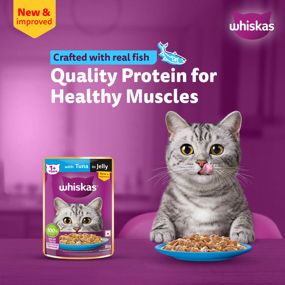 Whiskas Tuna in Jelly  (1+ Years) Wet Food For Adult Cat - 80 gm Pack