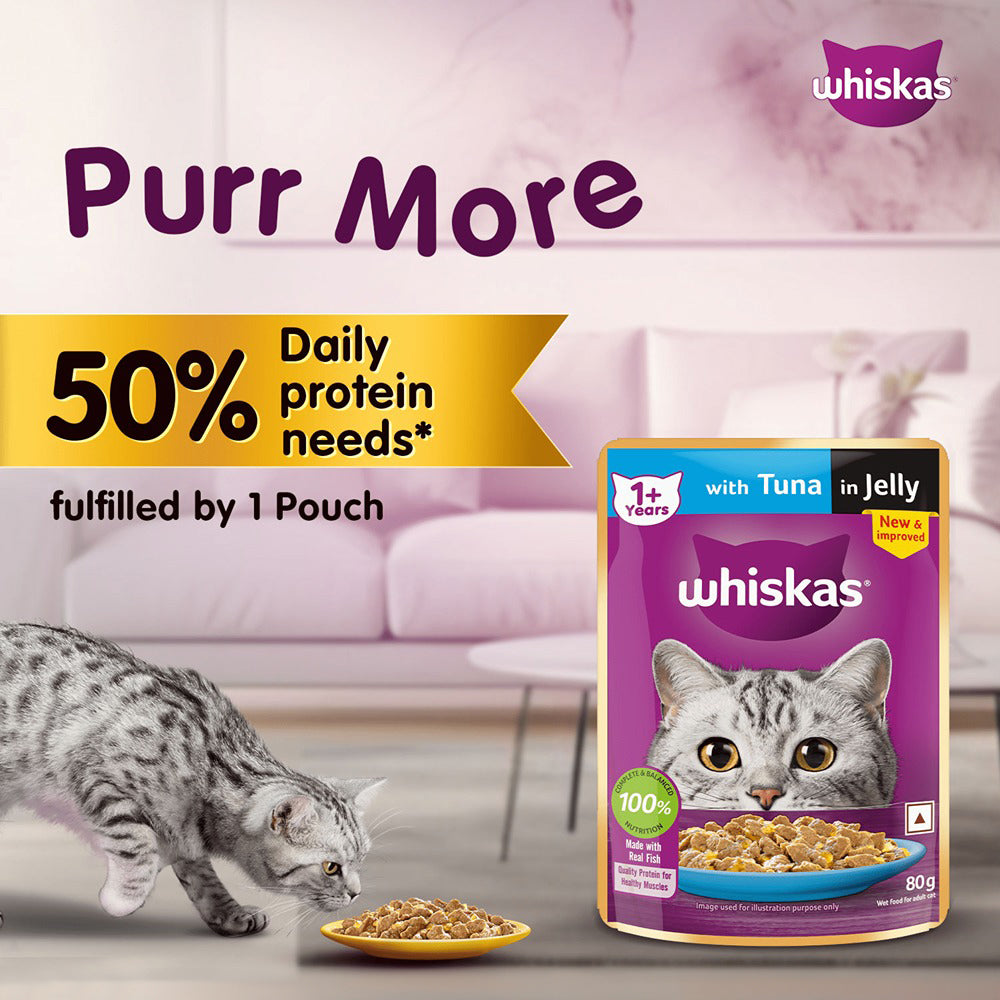 Whiskas Tuna in Jelly  (1+ Years) Wet Food For Adult Cat - 80 gm Packs_07