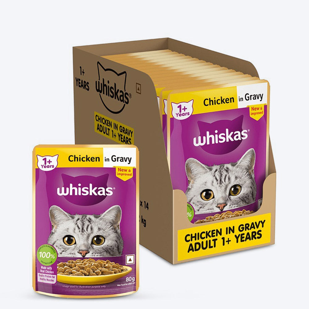 Whiskas Chicken in Gravy (1+ Years) Wet Food For Adult Cat - 80 gm Pack