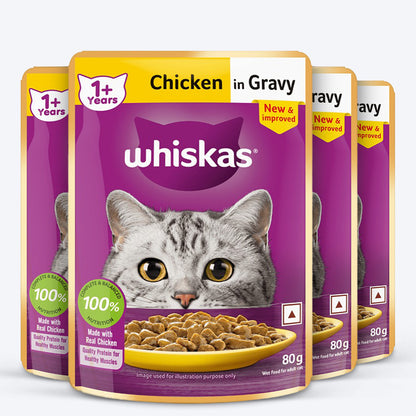 Whiskas Chicken in Gravy (1+ Years) Wet Food For Adult Cat - 80 gm Packs_08