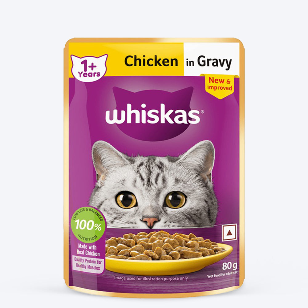 Whiskas Chicken in Gravy (1+ Years) Wet Food For Adult Cat - 80 gm Packs_01