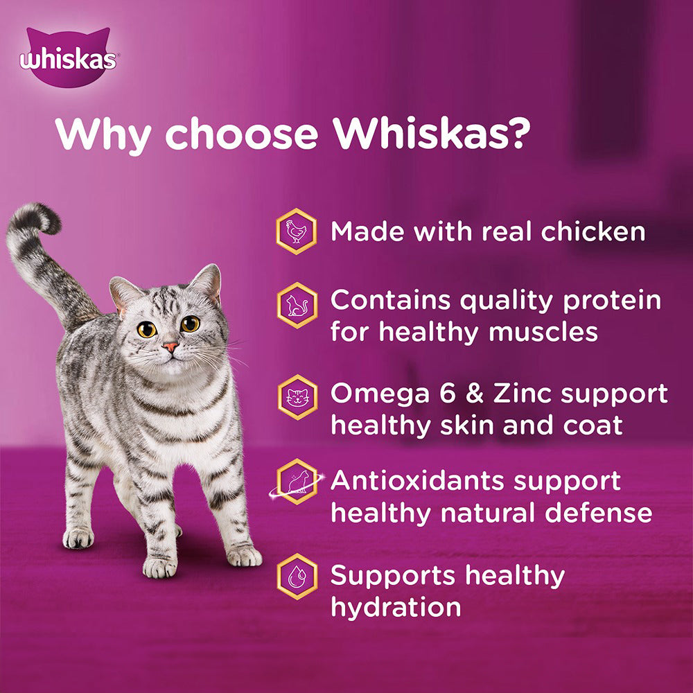 Whiskas Chicken in Gravy (1+ Years) Wet Food For Adult Cat - 80 gm Packs_03