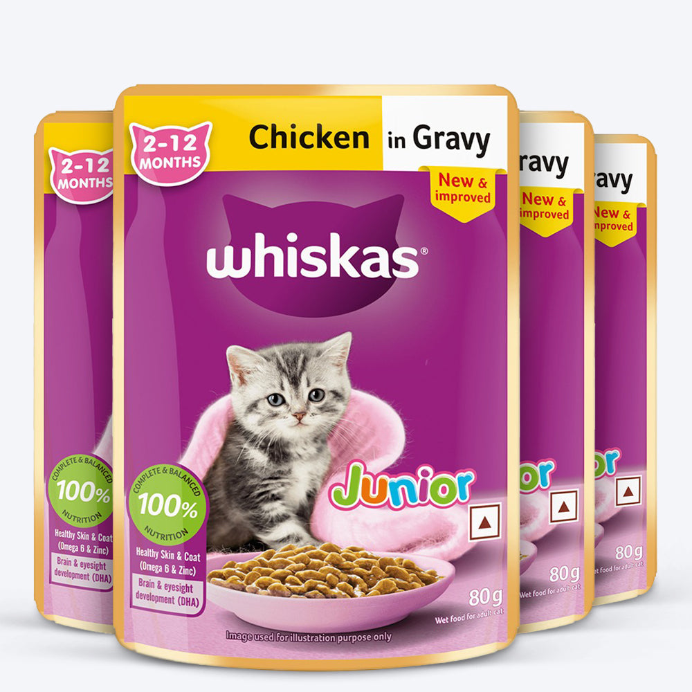 Whiskas Chicken in Gravy (2-12 Months) Wet Food For Junior Kitten - 80 gm Packs_09