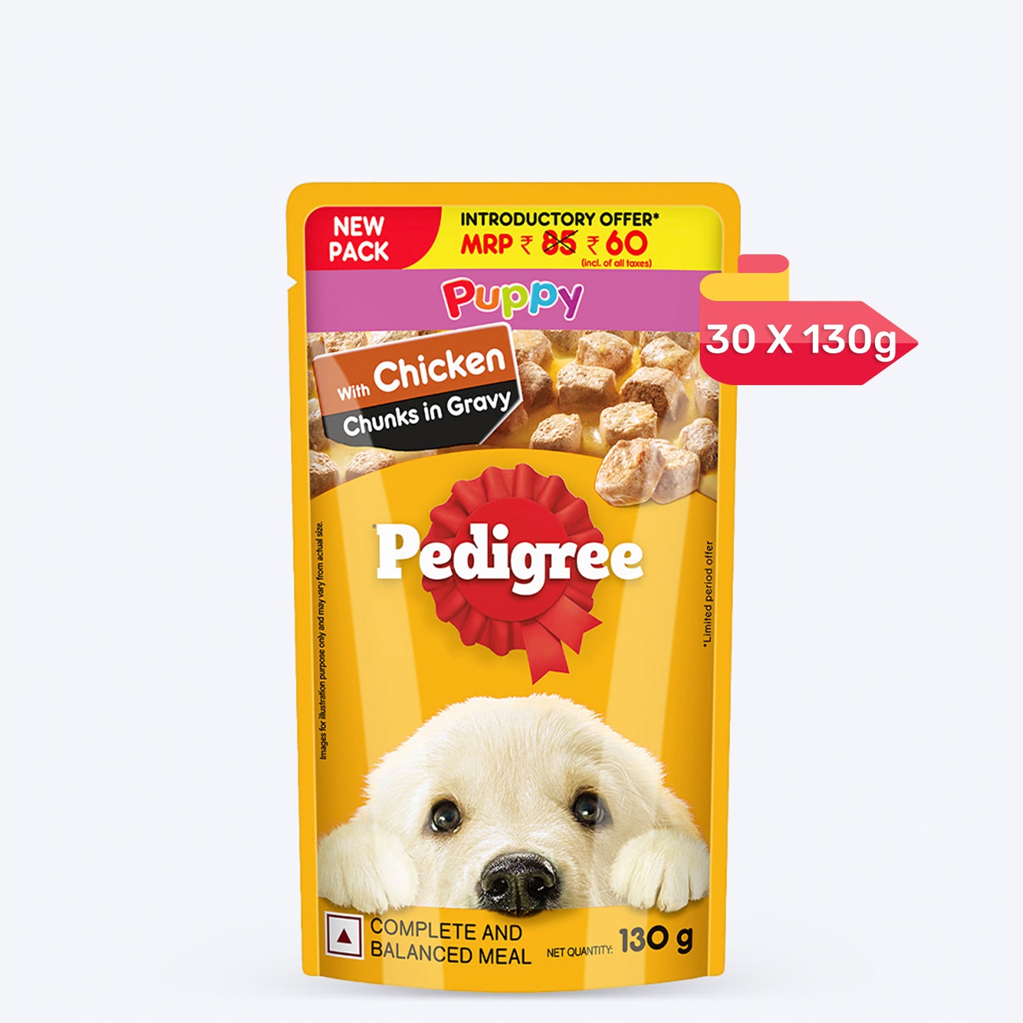 Pedigree Chicken Chunks In Gravy Puppy Wet Food - 130 g - Heads Up For Tails