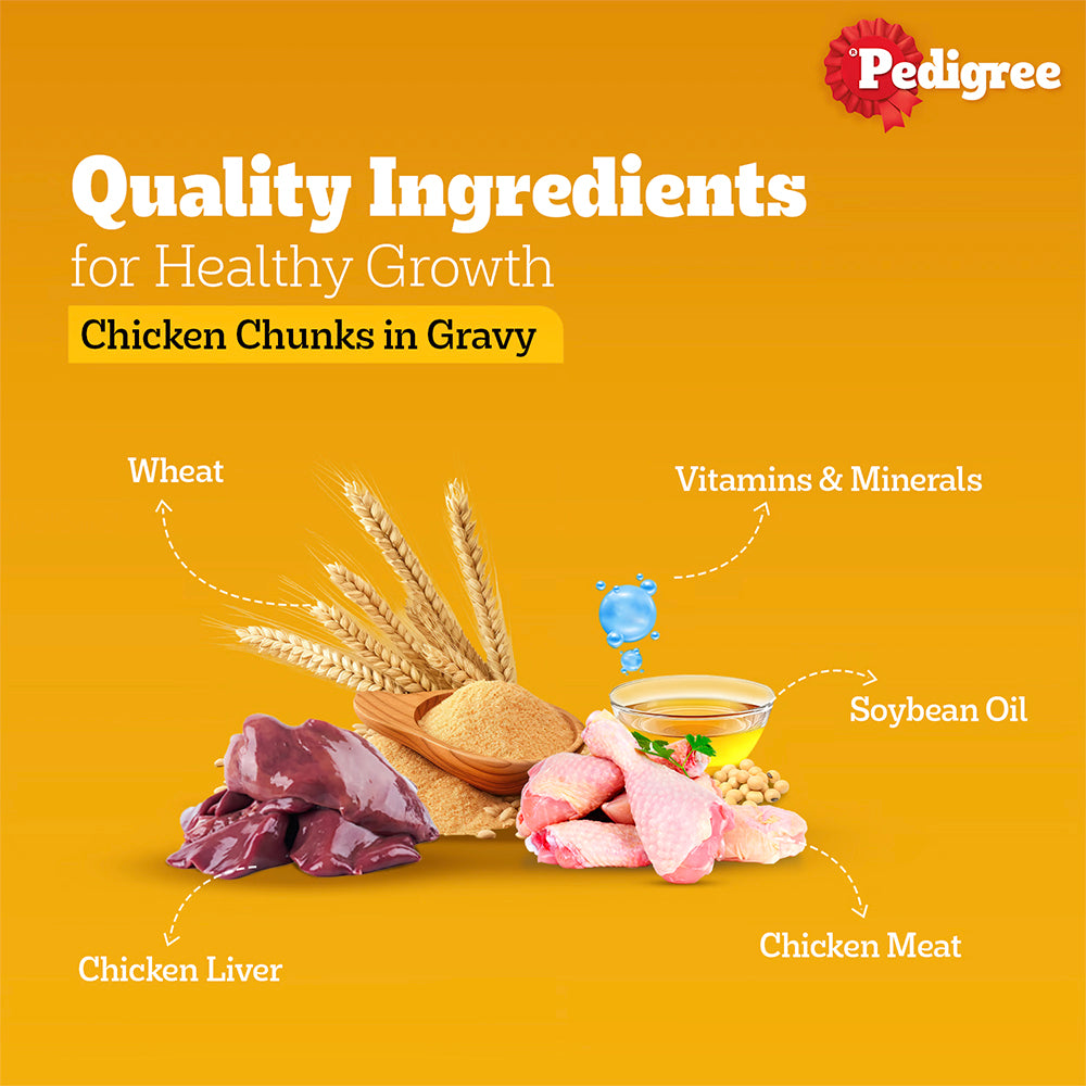 Pedigree Chicken & Liver Chunks In Gravy Adult Dog Wet Food - 130 gm_04