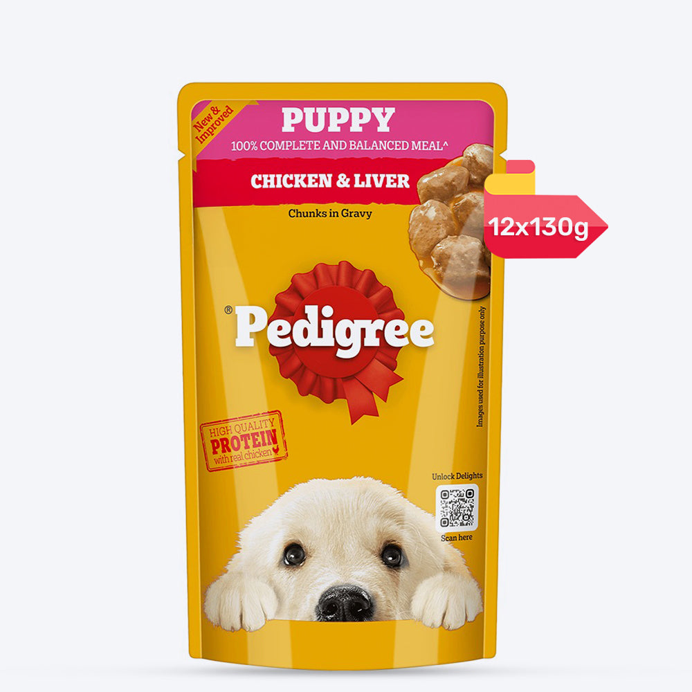 Pedigree Chicken & Liver Chunks In Gravy Puppy Wet Food - 130 g