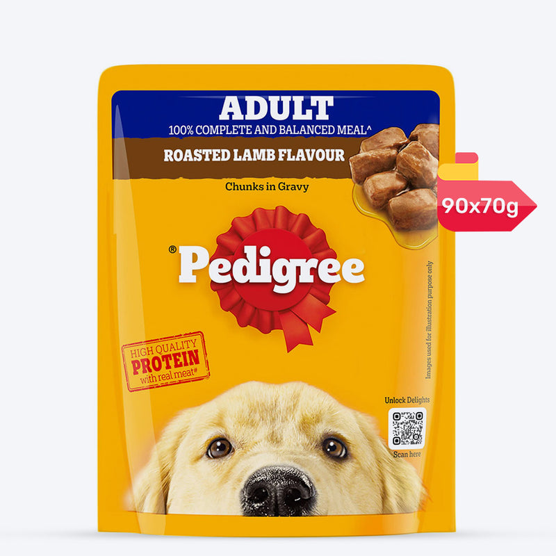 Pedigree Roasted Lamb Chunks In Gravy Adult Dog Wet Food - 70 gm - Heads Up For Tails