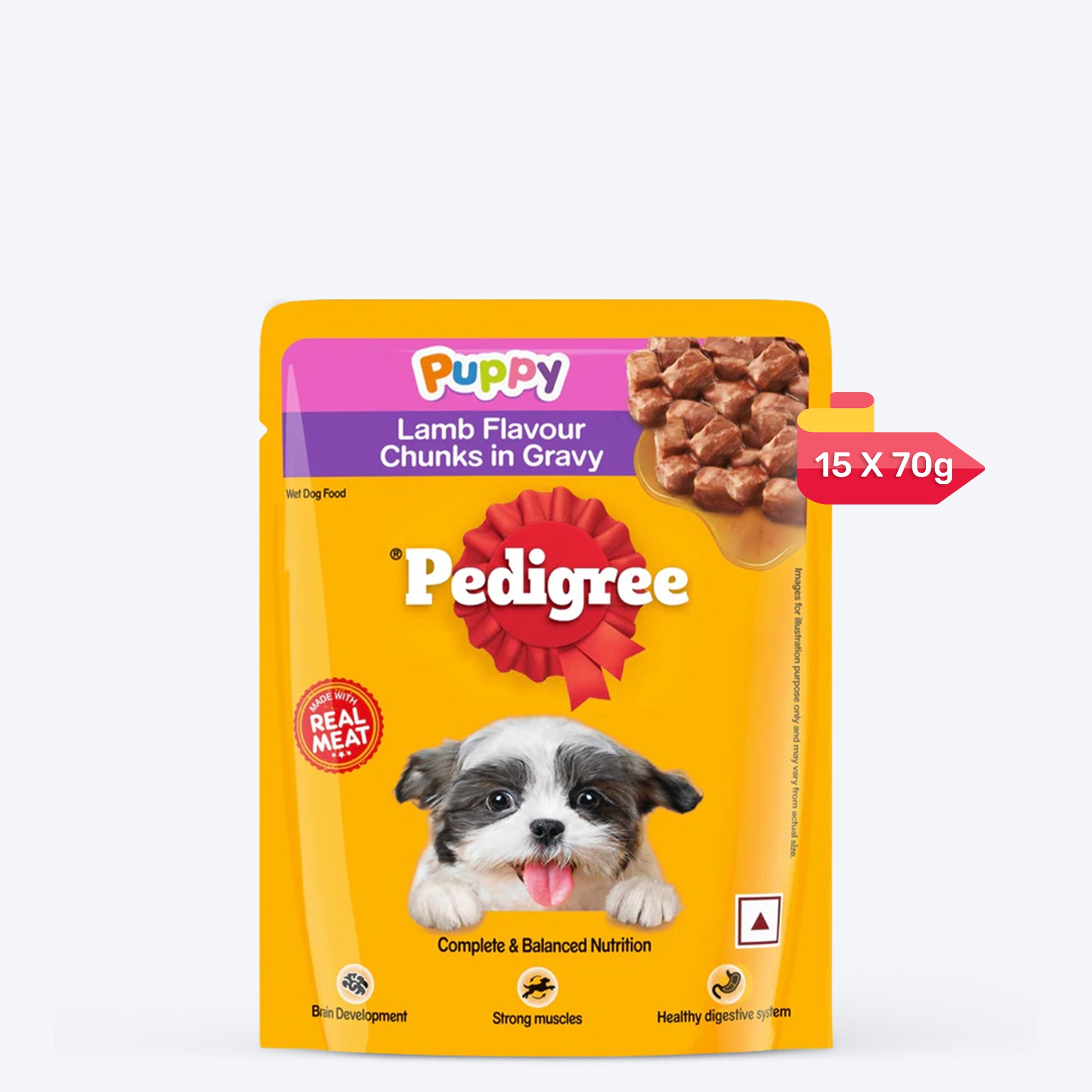 Pedigree Lamb Chunks In Gravy Puppy Wet Food - 70 g - Heads Up For Tails