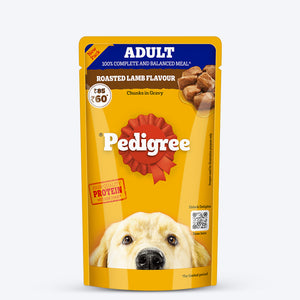 Pedigree Roasted Lamb Chunks In Gravy Adult Dog Wet Food - 130 g - Heads Up For Tails