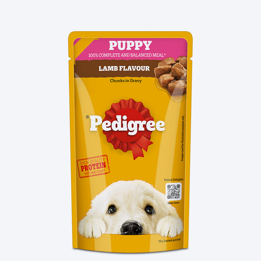 Pedigree Lamb Flavour Chunks In Gravy Puppy Wet Dog Food - 130 g - Heads Up For Tails